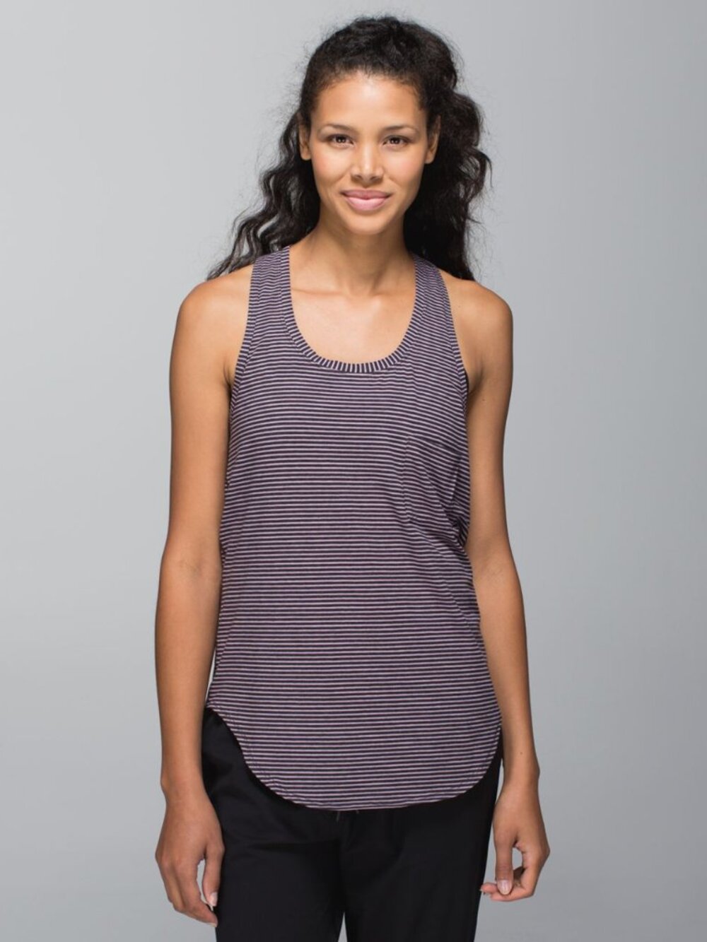 Lululemon - Yogi Racerback Tank - Stripe Mauvelous Purple Grey - Size 4 - EUC